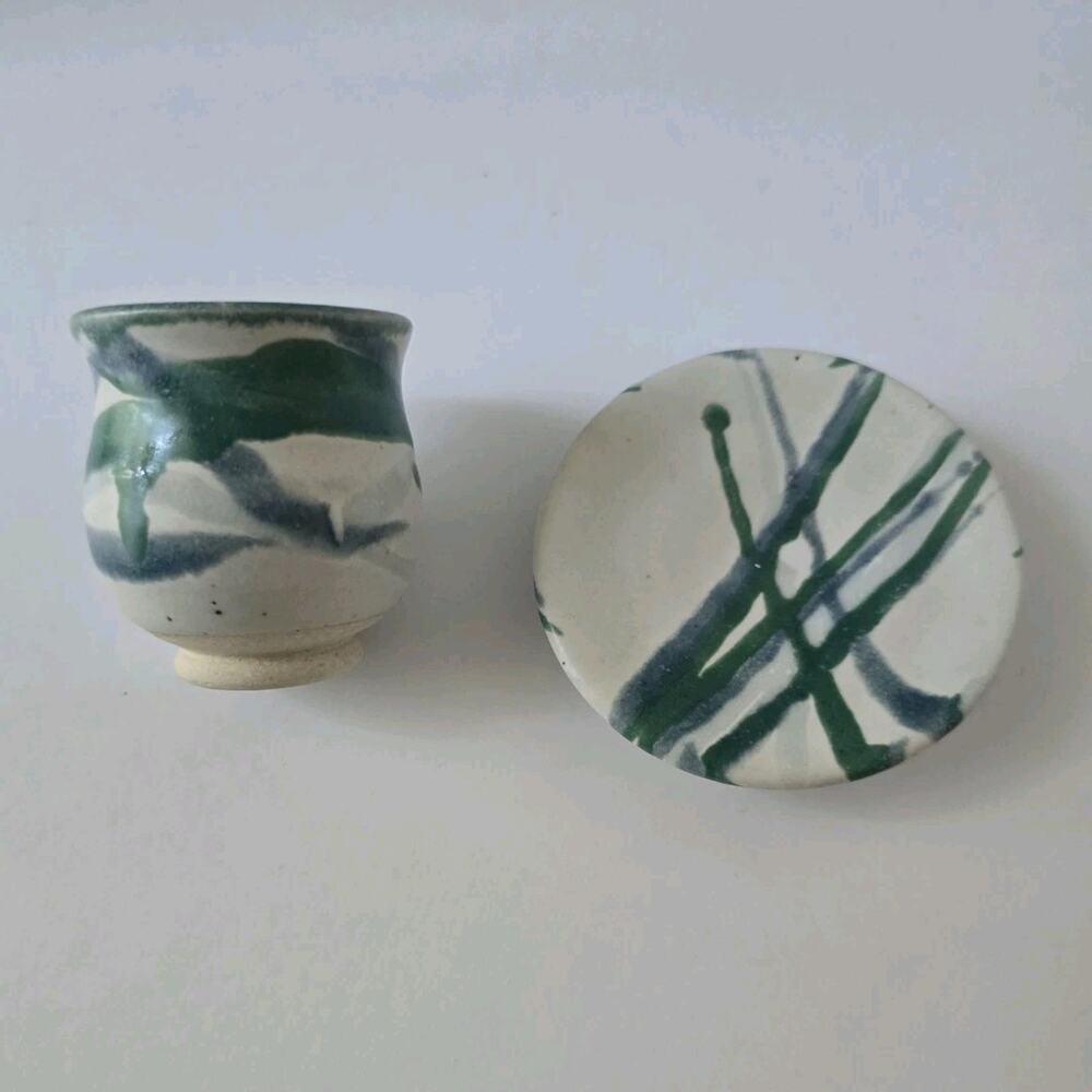 Whitefish Pottery‎ Montana 2019 Handthrown Ceramic Espresso Sake Cup Saucer Set